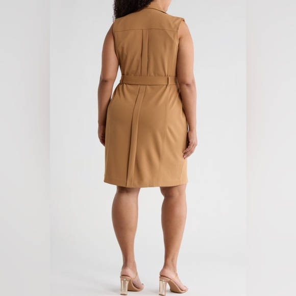 NWT Calvin Klein Plus Size Tie Waist Moto Dress - Picture 2 of 6